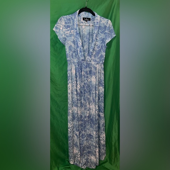 Lulu's Blue and White Maxi Dress with Slit size XS - Picture 2 of 6